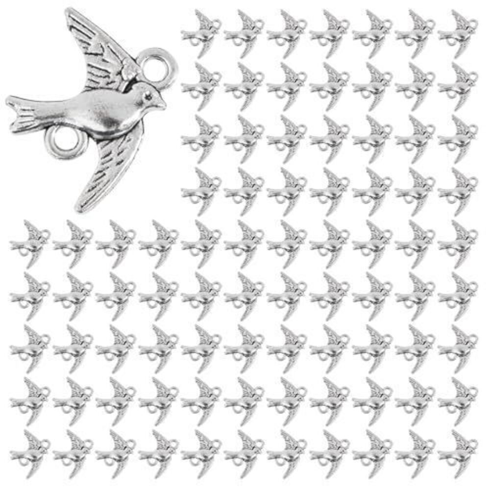 5027 100 Pack Mini Dove Bird Charms Animal Pendant for Jewelry Making